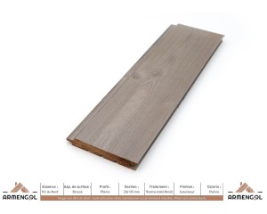 BARDAGE PIN DU NORD BROSSÉ PHÉNIX THERMO-TRAITÉ (FONCÉ) SATURATEUR PLATINE - 20 mm x 135 mm