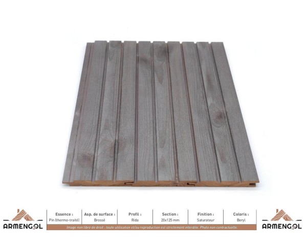 BARDAGE PIN (THERMO-TRAITÉ) BROSSÉ RIDA SATURATEUR BERYL - 20 mm x 125 mm