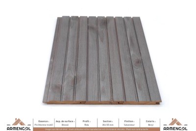 BARDAGE PIN (THERMO-TRAITÉ) BROSSÉ RIDA SATURATEUR BERYL - 20 mm x 125 mm BARDAGE PIN (THERMO-TRAITÉ) BROSSÉ RIDA SATURATEUR BERYL - 20 mm x 125 mm