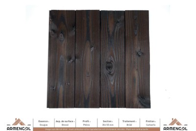 BARDAGE DOUGLAS BROSSÉ PHÉNIX BRÛLÉ CARBONFIX - 20 mm x 135 mm BARDAGE DOUGLAS BROSSÉ PHÉNIX BRÛLÉ CARBONFIX - 20 mm x 135 mm