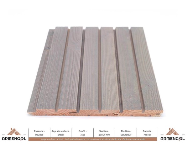 BARDAGE DOUGLAS BROSSÉ ALGA SATURATEUR ARDOISE - 26 mm x 125 mm