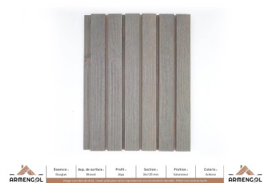 BARDAGE DOUGLAS BROSSÉ ALGA SATURATEUR ARDOISE - 26 mm x 125 mm BARDAGE DOUGLAS BROSSÉ ALGA SATURATEUR ARDOISE - 26 mm x 125 mm