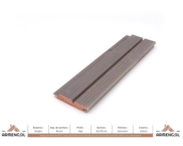 BARDAGE DOUGLAS BROSSÉ ALGA SATURATEUR ARDOISE - 26 mm x 125 mm