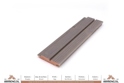 BARDAGE DOUGLAS BROSSÉ ALGA SATURATEUR ARDOISE - 26 mm x 125 mm BARDAGE DOUGLAS BROSSÉ ALGA SATURATEUR ARDOISE - 26 mm x 125 mm