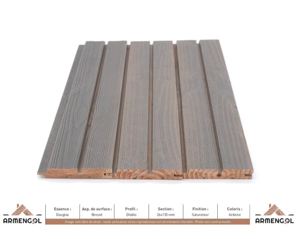 BARDAGE DOUGLAS BROSSÉ DIABLO SATURATEUR ARDOISE - 26 mm x 135 mm