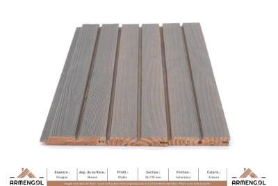 BARDAGE DOUGLAS BROSSÉ DIABLO SATURATEUR ARDOISE - 26 mm x 135 mm BARDAGE DOUGLAS BROSSÉ DIABLO SATURATEUR ARDOISE - 26 mm x 135 mm