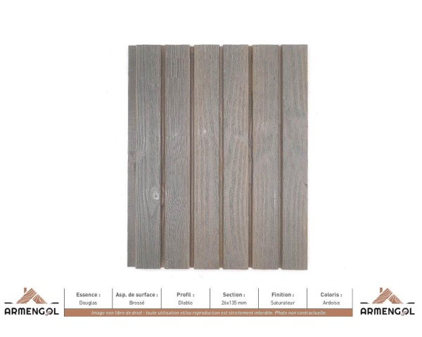 BARDAGE DOUGLAS BROSSÉ DIABLO SATURATEUR ARDOISE - 26 mm x 135 mm