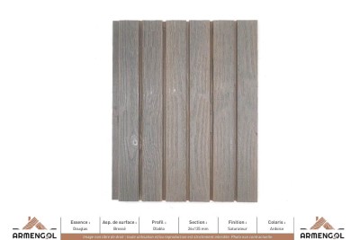 BARDAGE DOUGLAS BROSSÉ DIABLO SATURATEUR ARDOISE - 26 mm x 135 mm BARDAGE DOUGLAS BROSSÉ DIABLO SATURATEUR ARDOISE - 26 mm x 135 mm