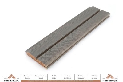 BARDAGE DOUGLAS BROSSÉ DIABLO SATURATEUR ARDOISE - 26 mm x 135 mm BARDAGE DOUGLAS BROSSÉ DIABLO SATURATEUR ARDOISE - 26 mm x 135 mm