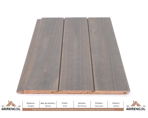 BARDAGE DOUGLAS BROSSÉ ORION SATURATEUR ARDOISE - 20 mm x 125 mm