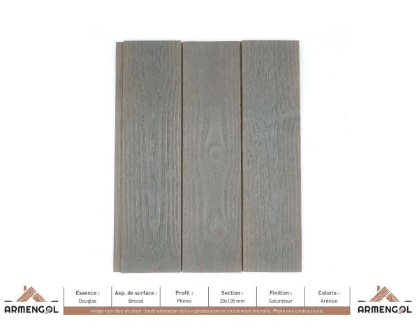 BARDAGE DOUGLAS BROSSÉ PHÉNIX SATURATEUR ARDOISE - 20 mm x 135 mm