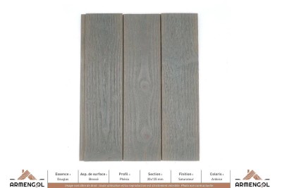 BARDAGE DOUGLAS BROSSÉ PHÉNIX SATURATEUR ARDOISE - 20 mm x 135 mm BARDAGE DOUGLAS BROSSÉ PHÉNIX SATURATEUR ARDOISE - 20 mm x 135 mm