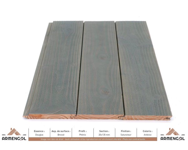 BARDAGE DOUGLAS BROSSÉ PHÉNIX SATURATEUR ARDOISE - 20 mm x 135 mm