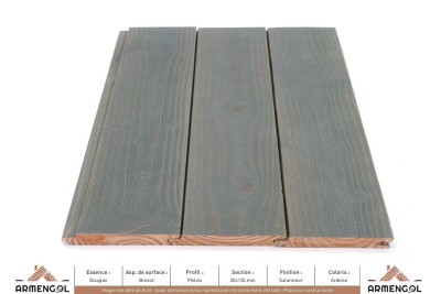 BARDAGE DOUGLAS BROSSÉ PHÉNIX SATURATEUR ARDOISE - 20 mm x 135 mm BARDAGE DOUGLAS BROSSÉ PHÉNIX SATURATEUR ARDOISE - 20 mm x 135 mm