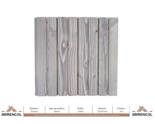 BARDAGE DOUGLAS BROSSÉ DIABLO SATURATEUR ZINC - 26 mm x 135 mm