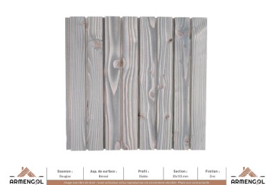 BARDAGE DOUGLAS BROSSÉ DIABLO SATURATEUR ZINC - 26 mm x 135 mm BARDAGE DOUGLAS BROSSÉ DIABLO SATURATEUR ZINC - 26 mm x 135 mm