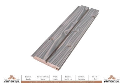 BARDAGE DOUGLAS BROSSÉ DIABLO SATURATEUR ZINC - 26 mm x 135 mm BARDAGE DOUGLAS BROSSÉ DIABLO SATURATEUR ZINC - 26 mm x 135 mm