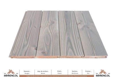 BARDAGE DOUGLAS BROSSÉ PHENIX SATURATEUR ZINC - 20 mm x 135 mm BARDAGE DOUGLAS BROSSÉ PHENIX SATURATEUR ZINC - 20 mm x 135 mm