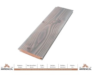 BARDAGE DOUGLAS BROSSÉ PHENIX SATURATEUR ZINC - 20 mm x 135 mm