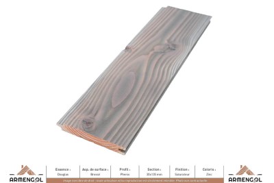 BARDAGE DOUGLAS BROSSÉ PHENIX SATURATEUR ZINC - 20 mm x 135 mm BARDAGE DOUGLAS BROSSÉ PHENIX SATURATEUR ZINC - 20 mm x 135 mm