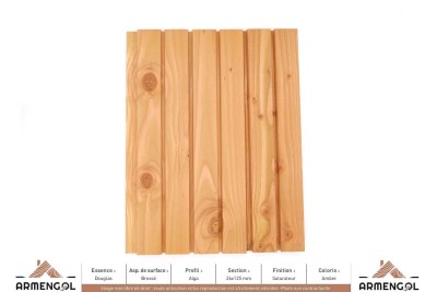 BARDAGE DOUGLAS BROSSÉ ALGA SATURATEUR AMBRE - 26 mm x 125 mm BARDAGE DOUGLAS BROSSÉ ALGA SATURATEUR AMBRE - 26 mm x 125 mm