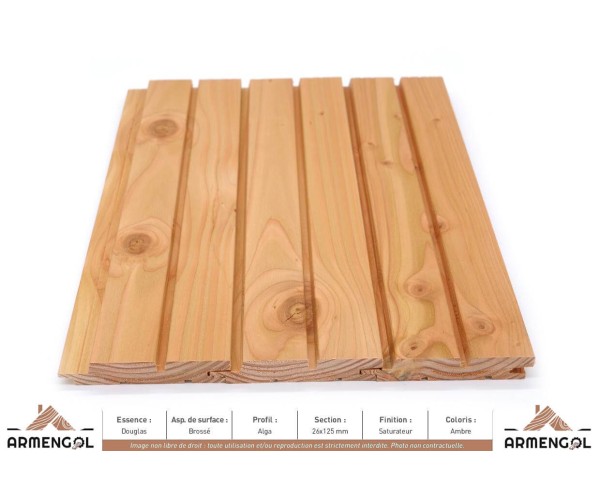 BARDAGE DOUGLAS BROSSÉ ALGA SATURATEUR AMBRE - 26 mm x 125 mm