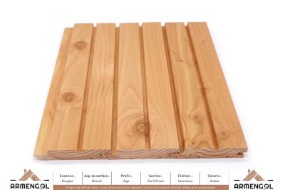 BARDAGE DOUGLAS BROSSÉ ALGA SATURATEUR AMBRE - 26 mm x 125 mm BARDAGE DOUGLAS BROSSÉ ALGA SATURATEUR AMBRE - 26 mm x 125 mm