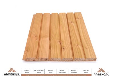 BARDAGE DOUGLAS BROSSÉ DIABLO SATURATEUR AMBRE - 26 mm x 135 mm BARDAGE DOUGLAS BROSSÉ DIABLO SATURATEUR AMBRE - 26 mm x 135 mm