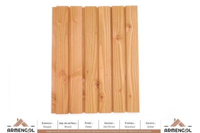 BARDAGE DOUGLAS BROSSÉ DIABLO SATURATEUR AMBRE - 26 mm x 135 mm BARDAGE DOUGLAS BROSSÉ DIABLO SATURATEUR AMBRE - 26 mm x 135 mm