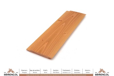 BARDAGE DOUGLAS BROSSÉ ORION INCOLORE CL. 3.1 SATURATEUR AMBRE - 20 mm x 125 mm BARDAGE DOUGLAS BROSSÉ ORION INCOLORE CL. 3.1 SATURATEUR AMBRE - 20 mm x 125 mm