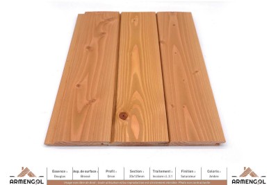 BARDAGE DOUGLAS BROSSÉ ORION INCOLORE CL. 3.1 SATURATEUR AMBRE - 20 mm x 125 mm BARDAGE DOUGLAS BROSSÉ ORION INCOLORE CL. 3.1 SATURATEUR AMBRE - 20 mm x 125 mm