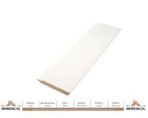 BARDAGE SAPIN BROSSÉ ORION LASURE BLANC PUR - 20 mm x 125 mm