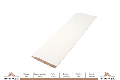 BARDAGE SAPIN BROSSÉ ORION LASURE BLANC PUR - 20 mm x 125 mm