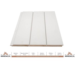 BARDAGE SAPIN BROSSÉ ORION LASURE BLANC PUR - 20 mm x 125 mm 2