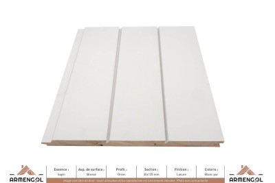 BARDAGE SAPIN BROSSÉ ORION LASURE BLANC PUR - 20 mm x 125 mm