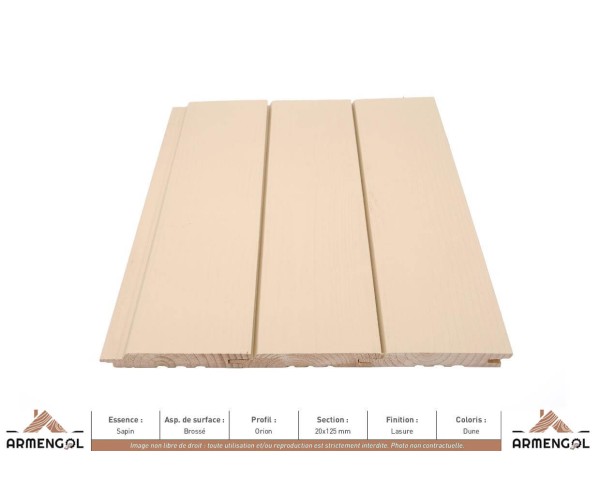 BARDAGE SAPIN BROSSÉ ORION LASURE DUNE - 20 mm x 125 mm