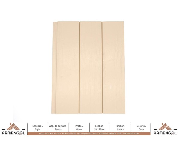 BARDAGE SAPIN BROSSÉ ORION LASURE DUNE - 20 mm x 125 mm