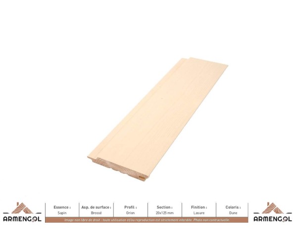 BARDAGE SAPIN BROSSÉ ORION LASURE DUNE - 20 mm x 125 mm