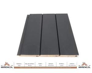 BARDAGE SAPIN BROSSÉ ORION LASURE GRIS ANTHRACITE - 20 mm x 125 mm 2