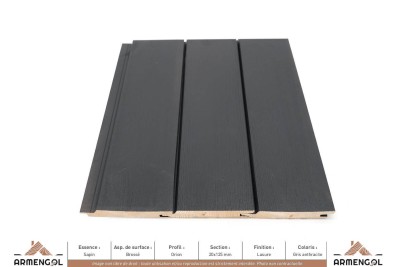 BARDAGE SAPIN BROSSÉ ORION LASURE GRIS ANTHRACITE - 20 mm x 125 mm BARDAGE SAPIN BROSSÉ ORION LASURE GRIS ANTHRACITE - 20 mm x 125 mm