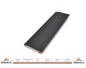 BARDAGE SAPIN BROSSÉ ORION LASURE GRIS ANTHRACITE - 20 mm x 125 mm