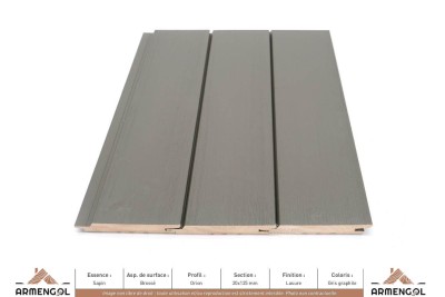 BARDAGE SAPIN BROSSÉ ORION LASURE GRIS GRAPHITE - 20 mm x 125 mm