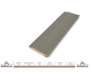 BARDAGE SAPIN BROSSÉ ORION LASURE GRIS GRAPHITE - 20 mm x 125 mm