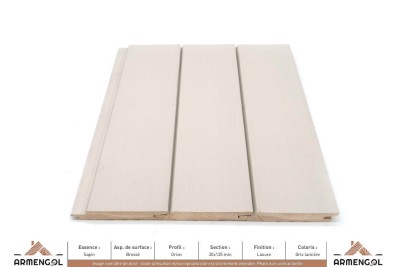 BARDAGE SAPIN BROSSÉ ORION LASURE GRIS LUMIÈRE - 20 mm x 125 mm BARDAGE SAPIN BROSSÉ ORION LASURE GRIS LUMIÈRE - 20 mm x 125 mm