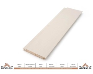 BARDAGE SAPIN BROSSÉ ORION LASURE GRIS LUMIÈRE - 20 mm x 125 mm