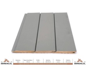 BARDAGE SAPIN BROSSÉ ORION LASURE GRIS SOURIS - 20 mm x 125 mm 2