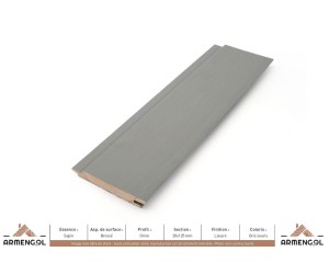 BARDAGE SAPIN BROSSÉ ORION LASURE GRIS SOURIS - 20 mm x 125 mm