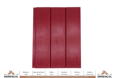 BARDAGE SAPIN BROSSÉ ORION LASURE ROUGE TULIPE - 20 mm x 125 mm