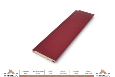 BARDAGE SAPIN BROSSÉ ORION LASURE ROUGE TULIPE - 20 mm x 125 mm