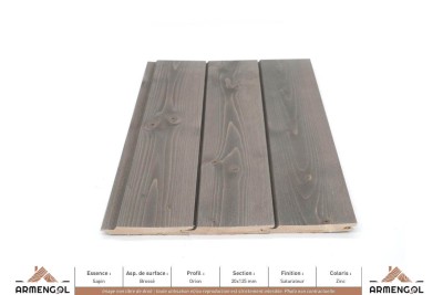 BARDAGE SAPIN BROSSÉ ORION SATURATEUR ZINC - 20 mm x 125 mm